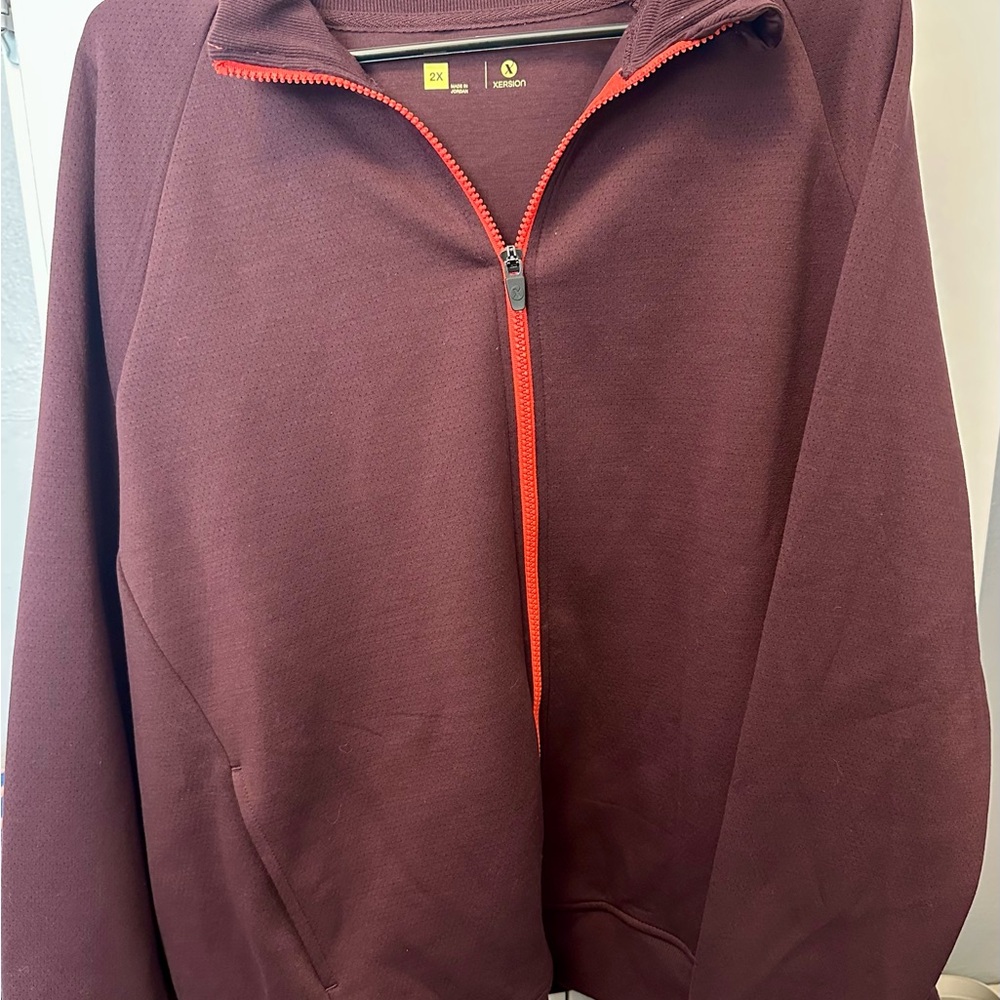 Xersion Maroon and Orange Track Suit Jacket and Joggers Set